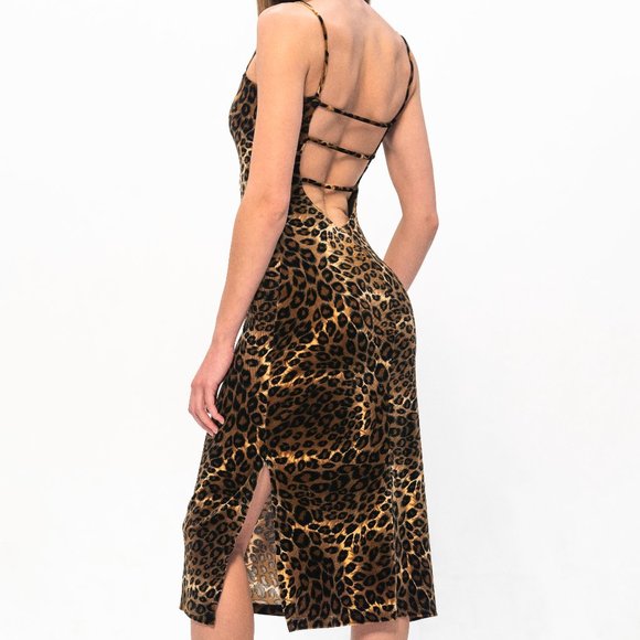 VTG 90s Leopard Print Dress - Picture 2 of 4